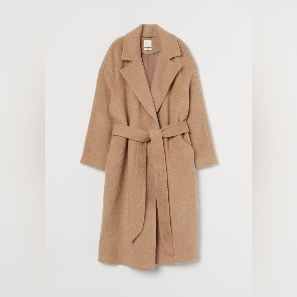 Wool blend wrap coat